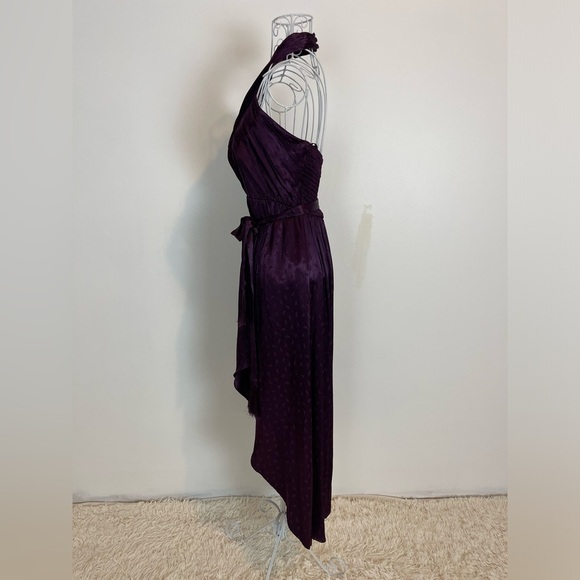 ALI & JAY Star Dancing Satin viscose High/low halter Dress purple plum SZ XS - Picture 3 of 10